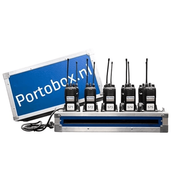 portobox 400 serie met 10 radio's in een flightcase